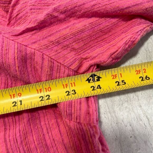 Hot Cotton Women’s Pink Micro Stripe Linen Blend Lagenlook Button Up Top Size 1X - Picture 10 of 12